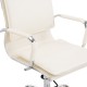 Fauteuil bureau pivotant beige pu steel 55x62x95-...