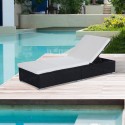 Jardin tumbona avec coussin noir ratan 195x8...