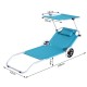 Tumbona mit awning blau oxford räder 148x52x14cm...