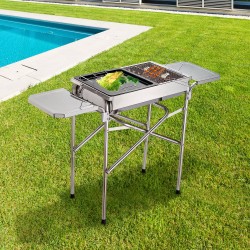 Barbecue carbone pieghevole Camping – colore argento ...