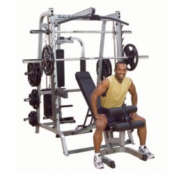 MULTI-STATION GYM: MULTIPOWER + FREE WEIGHT RACK + TOWER PLATES