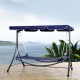 Dark blue hammock 215x130x168cm metal tube fabric.