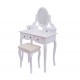 Robe blanche mdf avec tabouret, miroir et tiroirs 8...