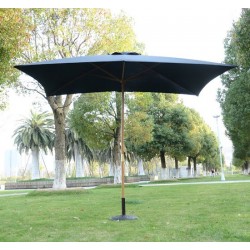 Quadratischer Sonnenschirm schwarz Holz 2x3m.