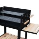 Barbecue with 2 wheels and 3 shelves - black - m.