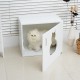 Boucle chats bois blanc 63x53,5x41cm...