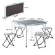 Table de camping avec 4 chaises pliantes - aluminium - ...