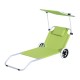 Tumbona with awning green wheels oxford 148x52x14cm...