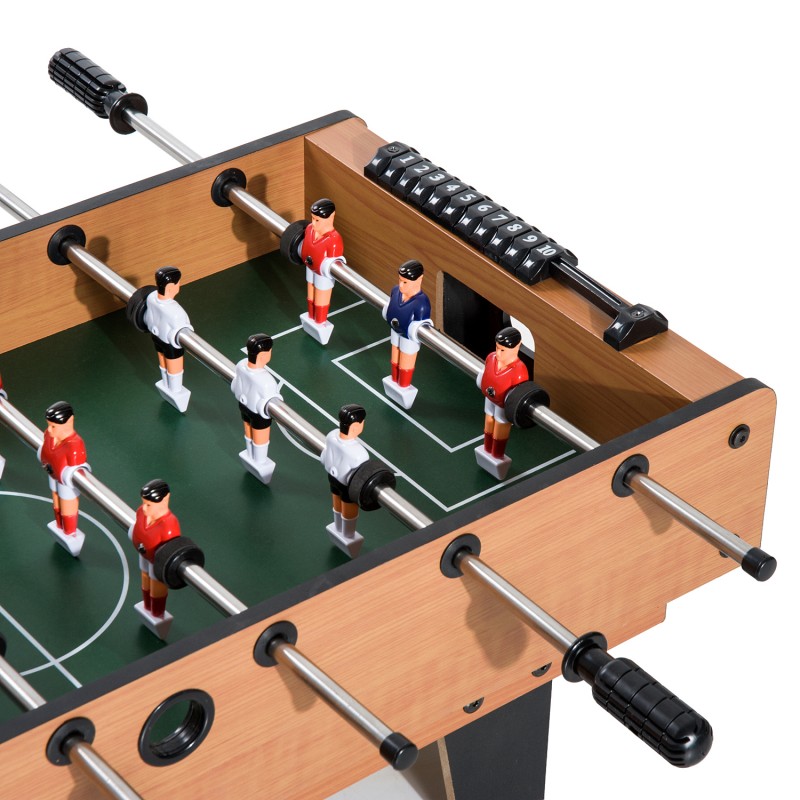 HOMCOM Mesa Multijuegos Mesa de Juegos Diseño 4 en 1 Futbolín Hockey Billar  Ping-pong Sobremesa para Niños y Adultos Accesorios Incluidos Diversión  86,5x43,5x64 cm