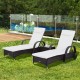 Set de 2 Tumbonas Chaise Longue + 1 Mesa de Ratan p...