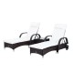 Conjunto de 2 chaise longue + 1 mesa de ratan p.