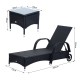 Satz von 2 chaise longue + 1 ratan table p.