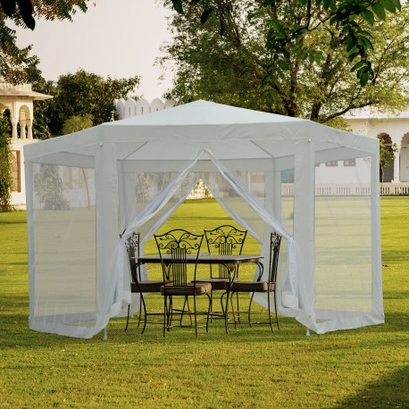 Carpa gazebo type hexagonal diner with mosquito net ...