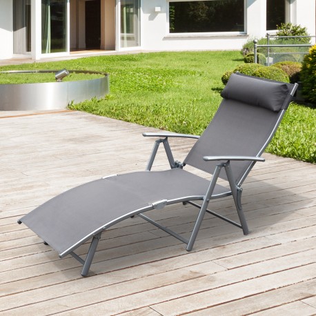 Folding garden sunbed with garlic backrest a.