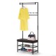 Rack with padded seat shelf for shoes.