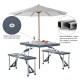 Picnic or portable beach camping table with 4 asien.