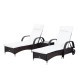 Set de 2 chaise longue + 1 table de ratan p.