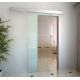 Translucent glass sliding door with t stripes.