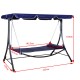 Dark blue hammock 215x130x168cm metal tube fabric.