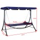 Dark blue hammock 215x130x168cm metal tube fabric.