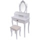 Dresser + mirror and stool white maqu furniture.