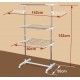 Clothesline 6 wheels 3 levels shelf steel tube.