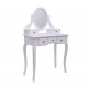 Robe blanche mdf avec tabouret, miroir et tiroirs 8...