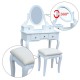 Mdf white dresser with stool, mirror and drawers 8...