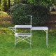 Portable and folding camping table - silver color.