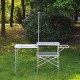 Portable and folding camping table - silver color.