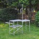 Portable and folding camping table - silver color.