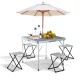 Camping table with 4 folding chairs - aluminum - ...