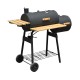 Barbacoa BBQ Grill con Ruedas Negro Acero Madera 11...