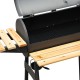 Barbacoa BBQ Grill con Ruedas Negro Acero Madera 11...