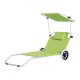 Tumbona with awning green wheels oxford 148x52x14cm...