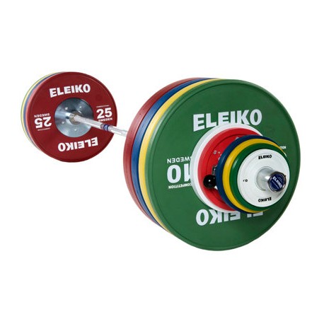 SET BARRA + DISCOS HALTEROFILIA DE COMPETICIÓN ELEIKO 190 KG 