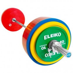 SET BARRA + DISCOS POWERLIFTING DE COMPETIÇÃO IPF ELEIKO 185 KG