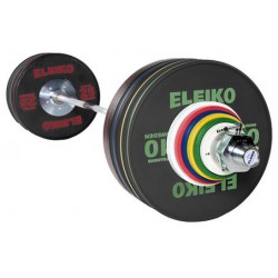 SET DISCOS DE ENTRENAMIENTO GOMA NEGRA + BARRA ELEIKO 190 KG 