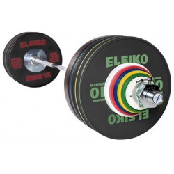 SET DISCS TRAINING WEIGHTLIFTING BLACK RUBBER + bar ELEIKO 190 KG 