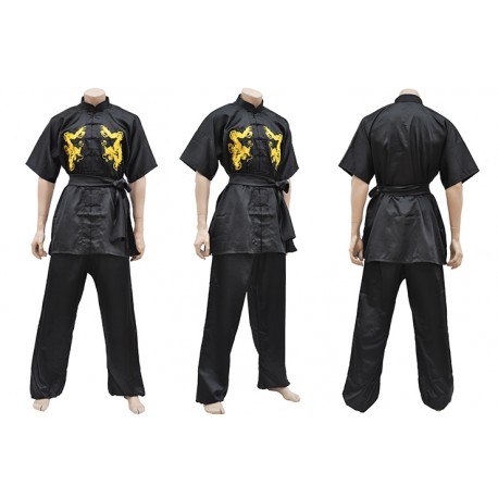 KUNG FU ANZUG WUSHU CHANG QUAN MIT 2 DRACHEN - SCHWARZ