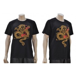 T-SHIRT DE ARTES MARCIAIS / KUNG FU COM MODELO DE DRAGÃO BORDADO 2