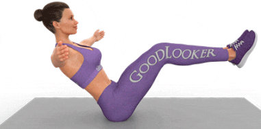 Boat pose arm extension, abdominal exercise at home