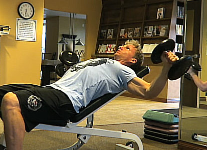 Incline dumbbell fly with palms facing down