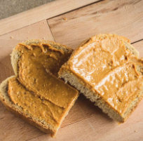 Whole wheat bread with peanut butter to break the fast