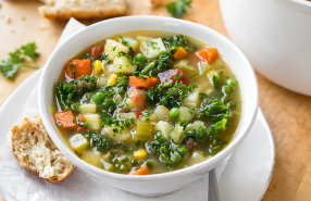 Fresh vegetable soup, menu for intermittent fasting