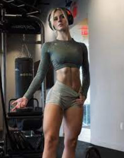 Gym girl with headphones