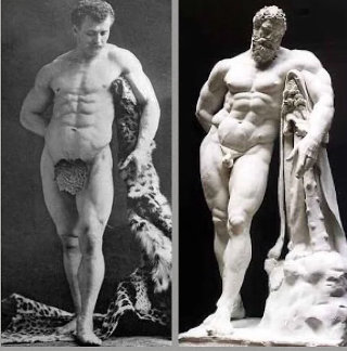 Eugen Sandow and the statue of Heracles