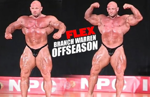 Bodybuilder Branch Warren nella fase di crescita muscolare, fuori stagione