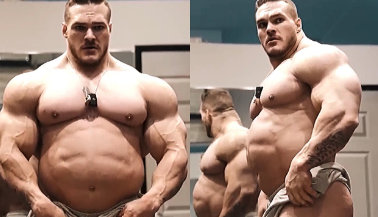 Bodybuilder Nick Walker baut sich auf