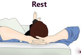 Rest phase in the RICE method against muscle pain